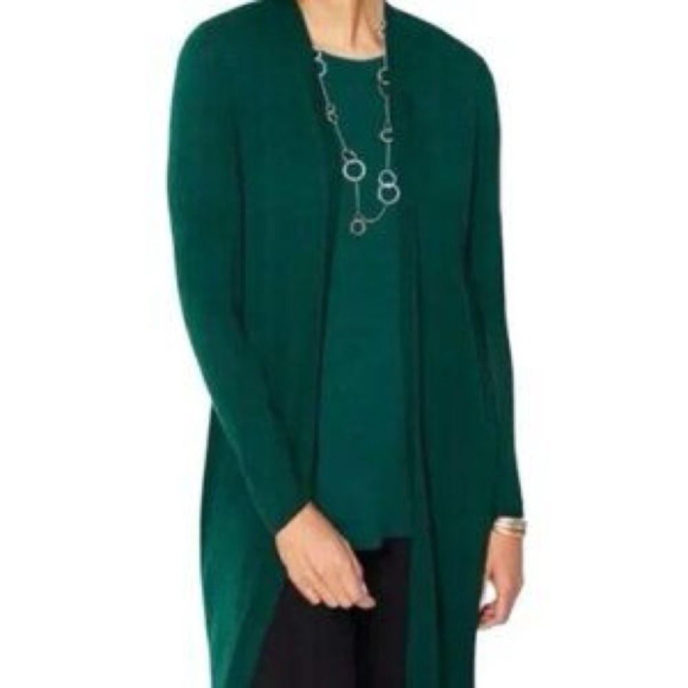 J. Jill Green Wearever Longline Open Front Cardigan Sweater Size Large Tall